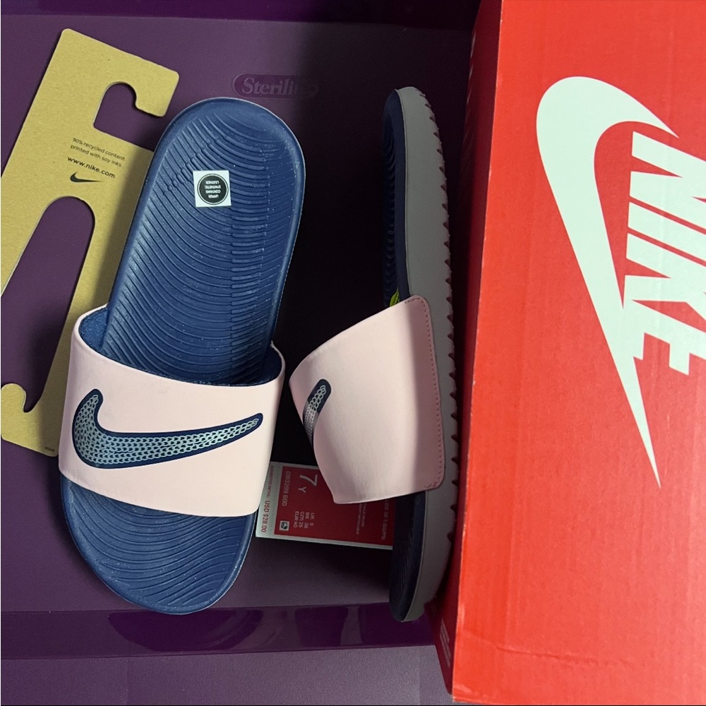 Nike Kids Slide Sandals - Pink and Navy